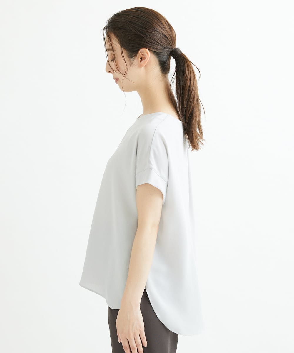 F1BGS16100 MK MICHEL KLEIN(小さいサイズ)(メゾン ドゥ サンク) 【小さいサイズ】シフォンTブラウス/洗える ピンクベージュ
