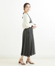 F1BGS57120 MK MICHEL KLEIN(小さいサイズ)(メゾン ドゥ サンク) 【小さいサイズ】サテン地ギャザーデザインブラウス/洗える カーキ