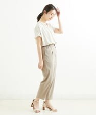 F1BGS57120 MK MICHEL KLEIN(小さいサイズ)(メゾン ドゥ サンク) 【小さいサイズ】サテン地ギャザーデザインブラウス/洗える カーキ