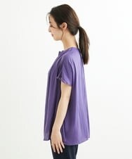 F1BGS57120 MK MICHEL KLEIN(小さいサイズ)(メゾン ドゥ サンク) 【小さいサイズ】サテン地ギャザーデザインブラウス/洗える カーキ