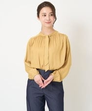 F1BGV31140 MK MICHEL KLEIN(小さいサイズ)(メゾン ドゥ サンク) 【小さいサイズ】前後2wayボウタイブラウス/接触冷感/洗える イエロー