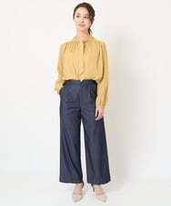 F1BGV31140 MK MICHEL KLEIN(小さいサイズ)(メゾン ドゥ サンク) 【小さいサイズ】前後2wayボウタイブラウス/接触冷感/洗える イエロー