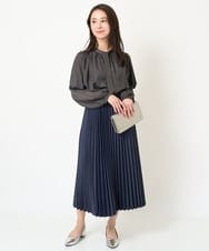 F1BGV31140 MK MICHEL KLEIN(小さいサイズ)(メゾン ドゥ サンク) 【小さいサイズ】前後2wayボウタイブラウス/接触冷感/洗える イエロー