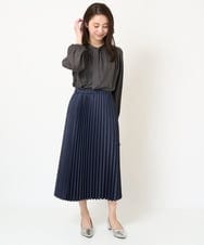 F1BGV31140 MK MICHEL KLEIN(小さいサイズ)(メゾン ドゥ サンク) 【小さいサイズ】前後2wayボウタイブラウス/接触冷感/洗える イエロー