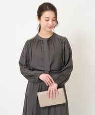 F1BGV31140 MK MICHEL KLEIN(小さいサイズ)(メゾン ドゥ サンク) 【小さいサイズ】前後2wayボウタイブラウス/接触冷感/洗える イエロー