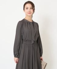 F1BGV31140 MK MICHEL KLEIN(小さいサイズ)(メゾン ドゥ サンク) 【小さいサイズ】前後2wayボウタイブラウス/接触冷感/洗える ダークグレー