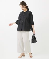 F1BGV51150 MK MICHEL KLEIN(小さいサイズ)(メゾン ドゥ サンク) 【小さいサイズ】ピンタックデザインシアーコットンブラウス/洗える ピンク