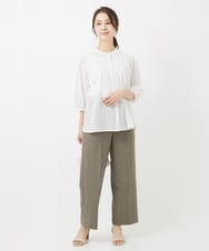 F1BGV51150 MK MICHEL KLEIN(小さいサイズ)(メゾン ドゥ サンク) 【小さいサイズ】ピンタックデザインシアーコットンブラウス/洗える ピンク