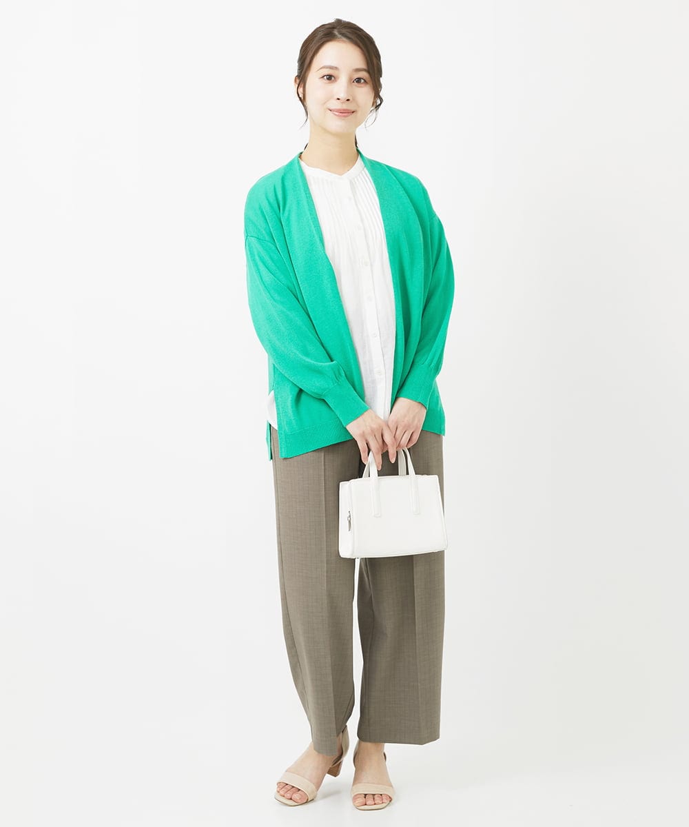 F1BGV51150 MK MICHEL KLEIN(小さいサイズ)(メゾン ドゥ サンク) 【小さいサイズ】ピンタックデザインシアーコットンブラウス/洗える ピンク