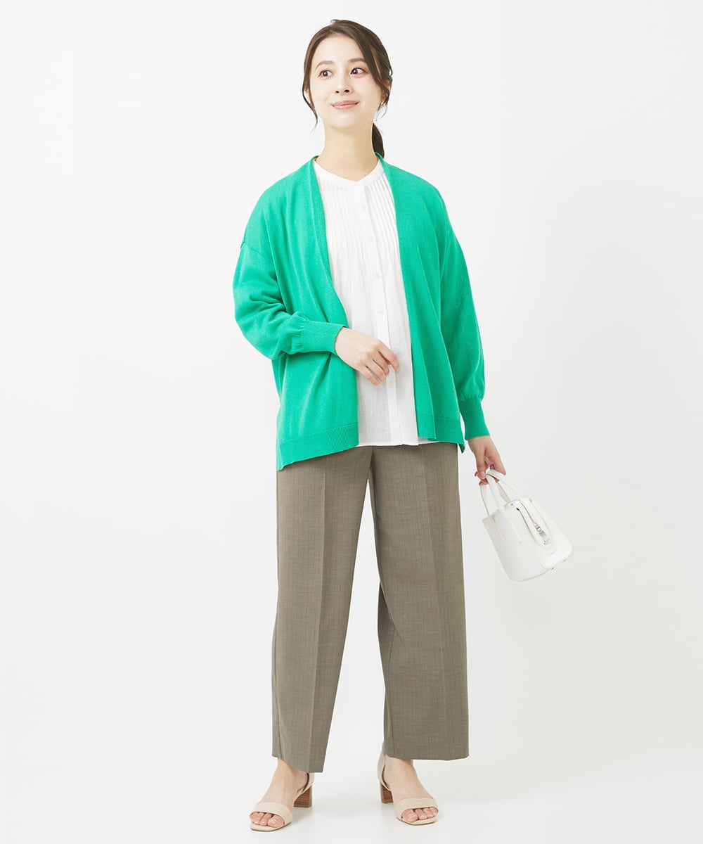 F1BGV51150 MK MICHEL KLEIN(小さいサイズ)(メゾン ドゥ サンク) 【小さいサイズ】ピンタックデザインシアーコットンブラウス/洗える ピンク