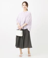 F1BGV51150 MK MICHEL KLEIN(小さいサイズ)(メゾン ドゥ サンク) 【小さいサイズ】ピンタックデザインシアーコットンブラウス/洗える ピンク