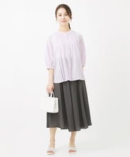 F1BGV51150 MK MICHEL KLEIN(小さいサイズ)(メゾン ドゥ サンク) 【小さいサイズ】ピンタックデザインシアーコットンブラウス/洗える ピンク