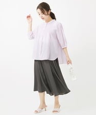 F1BGV51150 MK MICHEL KLEIN(小さいサイズ)(メゾン ドゥ サンク) 【小さいサイズ】ピンタックデザインシアーコットンブラウス/洗える ピンク