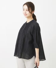 F1BGV51150 MK MICHEL KLEIN(小さいサイズ)(メゾン ドゥ サンク) 【小さいサイズ】ピンタックデザインシアーコットンブラウス/洗える ピンク