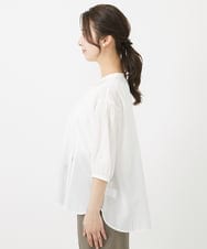 F1BGV51150 MK MICHEL KLEIN(小さいサイズ)(メゾン ドゥ サンク) 【小さいサイズ】ピンタックデザインシアーコットンブラウス/洗える ピンク