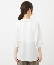 F1BGV51150 MK MICHEL KLEIN(小さいサイズ)(メゾン ドゥ サンク) 【小さいサイズ】ピンタックデザインシアーコットンブラウス/洗える ピンク