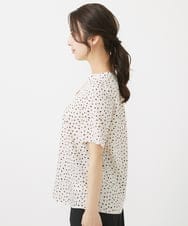 F1BGV55130 MK MICHEL KLEIN(小さいサイズ)(メゾン ドゥ サンク) 【小さいサイズ】変形ドット柄半袖ブラウス/洗える ベージュ