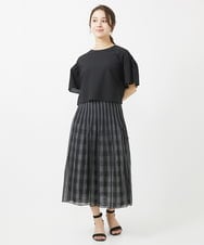 F1BGV56130 MK MICHEL KLEIN(小さいサイズ)(メゾン ドゥ サンク) 【小さいサイズ】コットンサッカーフレアスリーブショート丈ブラウス/洗える ピンク