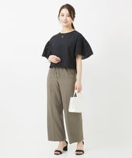 F1BGV56130 MK MICHEL KLEIN(小さいサイズ)(メゾン ドゥ サンク) 【小さいサイズ】コットンサッカーフレアスリーブショート丈ブラウス/洗える ピンク