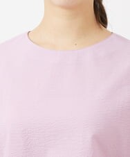F1BGV56130 MK MICHEL KLEIN(小さいサイズ)(メゾン ドゥ サンク) 【小さいサイズ】コットンサッカーフレアスリーブショート丈ブラウス/洗える ピンク