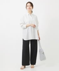 F1BGX53140 MK MICHEL KLEIN(小さいサイズ)(メゾン ドゥ サンク) 【小さいサイズ】ストライプ柄オーバーシャツブラウス/洗える ミント