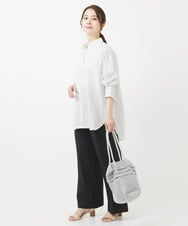 F1BGX53140 MK MICHEL KLEIN(小さいサイズ)(メゾン ドゥ サンク) 【小さいサイズ】ストライプ柄オーバーシャツブラウス/洗える ミント