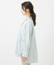 F1BGX53140 MK MICHEL KLEIN(小さいサイズ)(メゾン ドゥ サンク) 【小さいサイズ】ストライプ柄オーバーシャツブラウス/洗える ミント