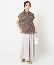 F1BHA05140 MK MICHEL KLEIN(小さいサイズ)(メゾン ドゥ サンク) 【小さいサイズ】更紗プリント花柄シフォンブラウス/前後2way/洗える ベージュ