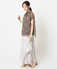 F1BHA05140 MK MICHEL KLEIN(小さいサイズ)(メゾン ドゥ サンク) 【小さいサイズ】更紗プリント花柄シフォンブラウス/前後2way/洗える ベージュ