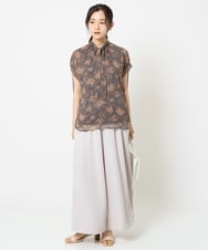 F1BHA05140 MK MICHEL KLEIN(小さいサイズ)(メゾン ドゥ サンク) 【小さいサイズ】更紗プリント花柄シフォンブラウス/前後2way/洗える ベージュ