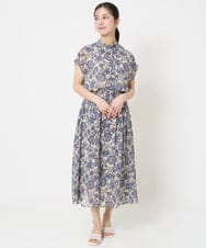 F1BHA05140 MK MICHEL KLEIN(小さいサイズ)(メゾン ドゥ サンク) 【小さいサイズ】更紗プリント花柄シフォンブラウス/前後2way/洗える ベージュ