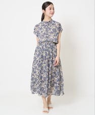 F1BHA05140 MK MICHEL KLEIN(小さいサイズ)(メゾン ドゥ サンク) 【小さいサイズ】更紗プリント花柄シフォンブラウス/前後2way/洗える ベージュ