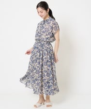 F1BHA05140 MK MICHEL KLEIN(小さいサイズ)(メゾン ドゥ サンク) 【小さいサイズ】更紗プリント花柄シフォンブラウス/前後2way/洗える ベージュ