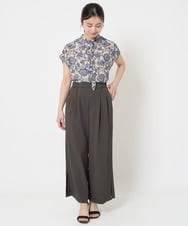 F1BHA05140 MK MICHEL KLEIN(小さいサイズ)(メゾン ドゥ サンク) 【小さいサイズ】更紗プリント花柄シフォンブラウス/前後2way/洗える ベージュ