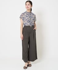 F1BHA05140 MK MICHEL KLEIN(小さいサイズ)(メゾン ドゥ サンク) 【小さいサイズ】更紗プリント花柄シフォンブラウス/前後2way/洗える ベージュ