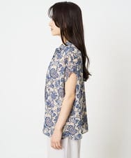 F1BHA05140 MK MICHEL KLEIN(小さいサイズ)(メゾン ドゥ サンク) 【小さいサイズ】更紗プリント花柄シフォンブラウス/前後2way/洗える ベージュ