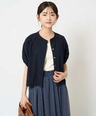 F1BHA62120 MK MICHEL KLEIN(小さいサイズ)(メゾン ドゥ サンク) 【小さいサイズ】スキッパーデザインブラウス/UVカット/接触冷感/洗える/セットアップ対応 ネイビー