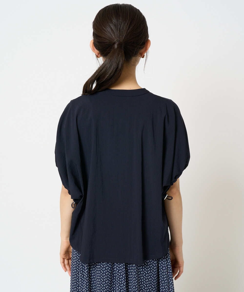 F1BHA62120 MK MICHEL KLEIN(小さいサイズ)(メゾン ドゥ サンク) 【小さいサイズ】スキッパーデザインブラウス/UVカット/接触冷感/洗える/セットアップ対応 ベージュ