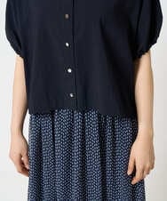 F1BHA62120 MK MICHEL KLEIN(小さいサイズ)(メゾン ドゥ サンク) 【小さいサイズ】スキッパーデザインブラウス/UVカット/接触冷感/洗える/セットアップ対応 ベージュ