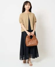 F1BHA62120 MK MICHEL KLEIN(小さいサイズ)(メゾン ドゥ サンク) 【小さいサイズ】スキッパーデザインブラウス/UVカット/接触冷感/洗える/セットアップ対応 ベージュ