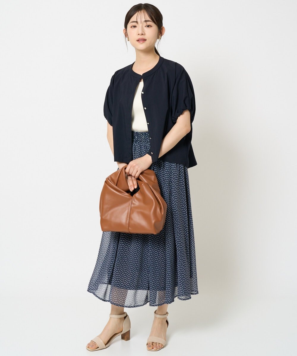 F1BHA62120 MK MICHEL KLEIN(小さいサイズ)(メゾン ドゥ サンク) 【小さいサイズ】スキッパーデザインブラウス/UVカット/接触冷感/洗える/セットアップ対応 ベージュ