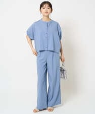 F1BHA62120 MK MICHEL KLEIN(小さいサイズ)(メゾン ドゥ サンク) 【小さいサイズ】スキッパーデザインブラウス/UVカット/接触冷感/洗える/セットアップ対応 ベージュ