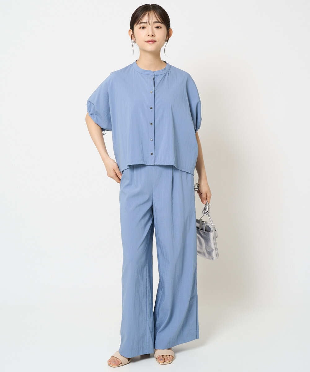 F1BHA62120 MK MICHEL KLEIN(小さいサイズ)(メゾン ドゥ サンク) 【小さいサイズ】スキッパーデザインブラウス/UVカット/接触冷感/洗える/セットアップ対応 ベージュ