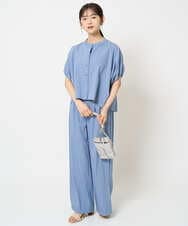 F1BHA62120 MK MICHEL KLEIN(小さいサイズ)(メゾン ドゥ サンク) 【小さいサイズ】スキッパーデザインブラウス/UVカット/接触冷感/洗える/セットアップ対応 ベージュ