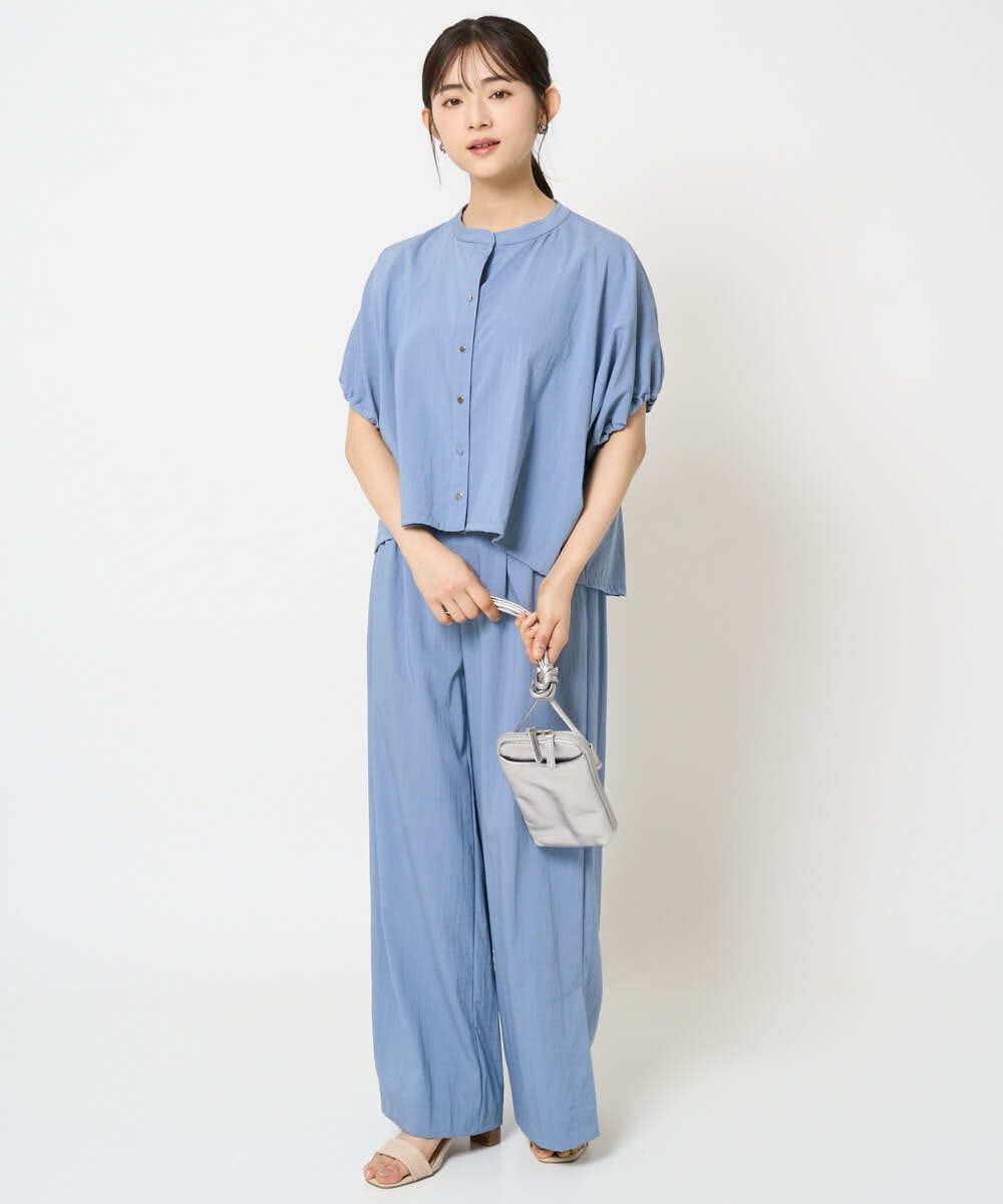 F1BHA62120 MK MICHEL KLEIN(小さいサイズ)(メゾン ドゥ サンク) 【小さいサイズ】スキッパーデザインブラウス/UVカット/接触冷感/洗える/セットアップ対応 ベージュ