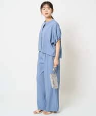 F1BHA62120 MK MICHEL KLEIN(小さいサイズ)(メゾン ドゥ サンク) 【小さいサイズ】スキッパーデザインブラウス/UVカット/接触冷感/洗える/セットアップ対応 ベージュ