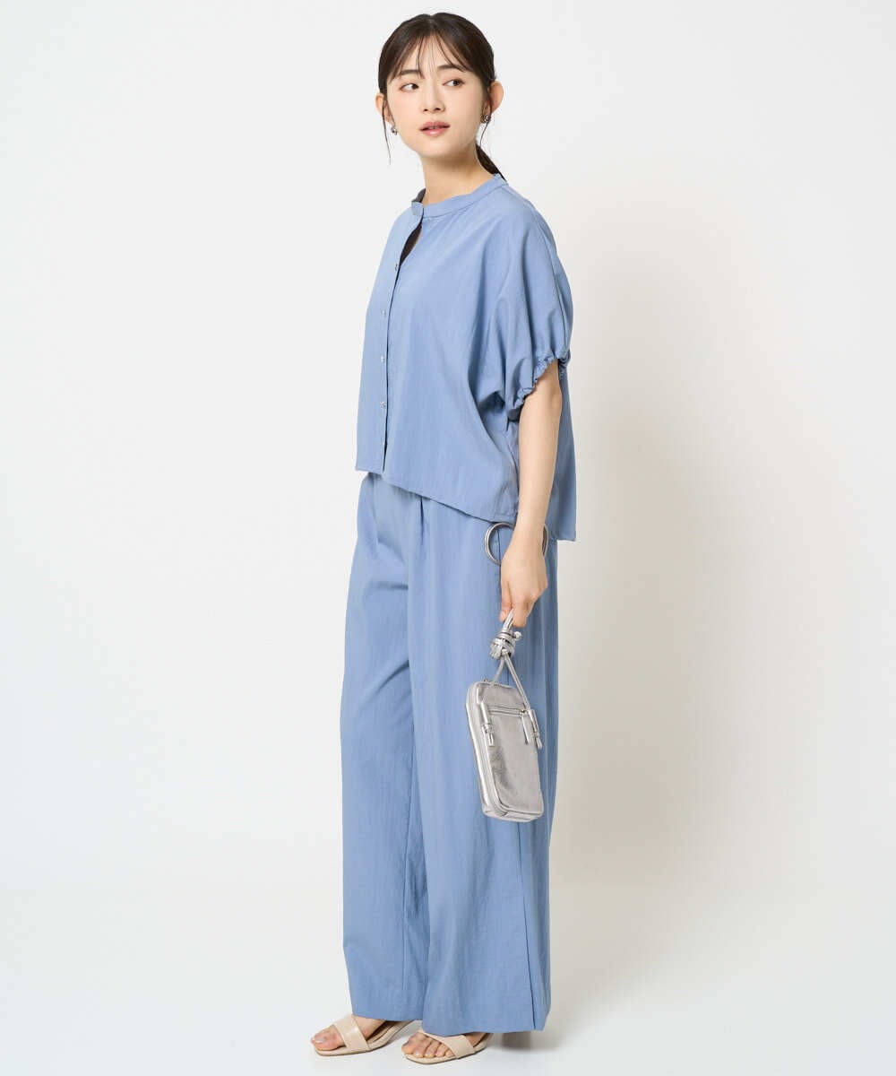 F1BHA62120 MK MICHEL KLEIN(小さいサイズ)(メゾン ドゥ サンク) 【小さいサイズ】スキッパーデザインブラウス/UVカット/接触冷感/洗える/セットアップ対応 ベージュ