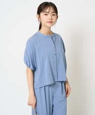 F1BHA62120 MK MICHEL KLEIN(小さいサイズ)(メゾン ドゥ サンク) 【小さいサイズ】スキッパーデザインブラウス/UVカット/接触冷感/洗える/セットアップ対応 ベージュ