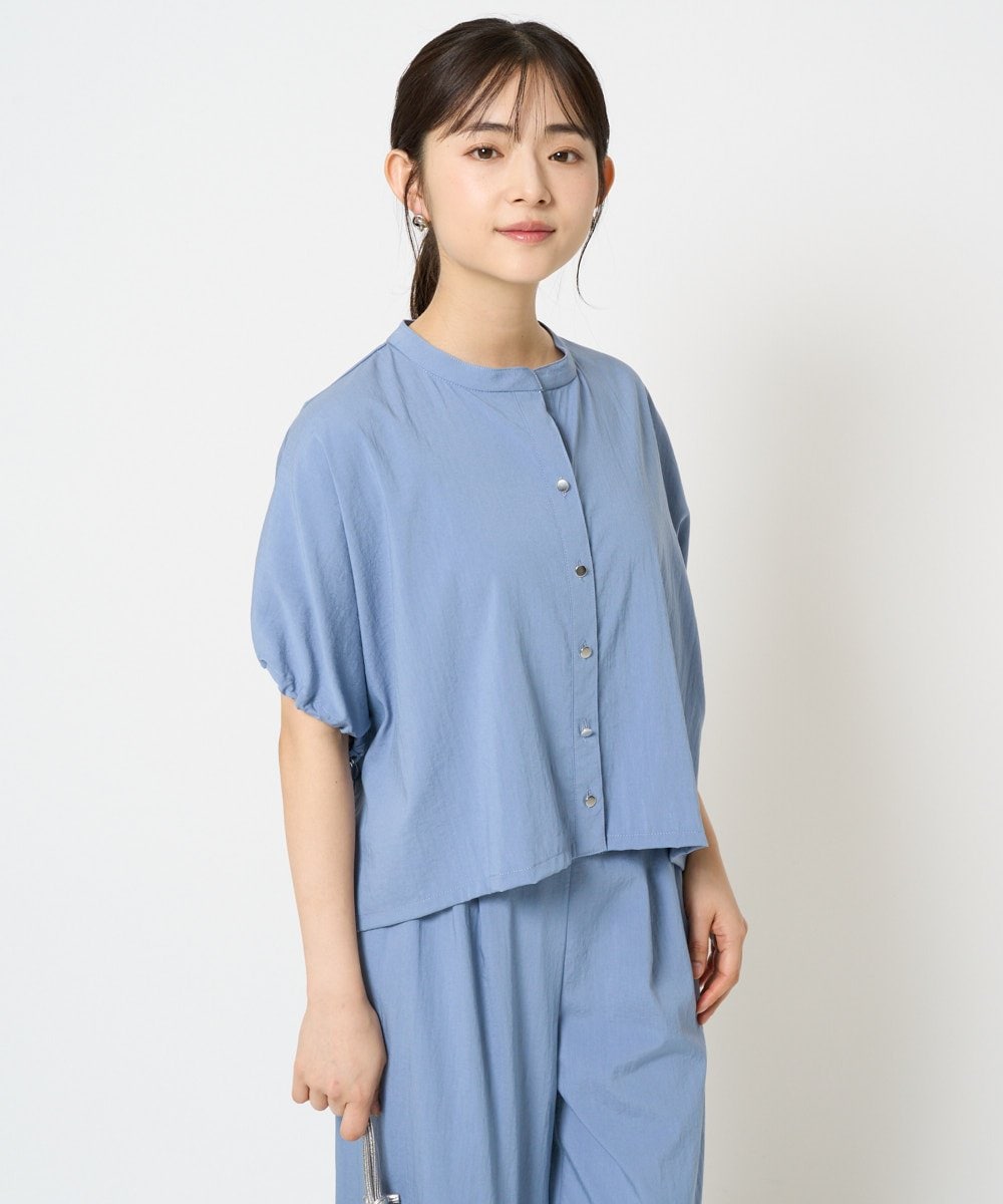F1BHA62120 MK MICHEL KLEIN(小さいサイズ)(メゾン ドゥ サンク) 【小さいサイズ】スキッパーデザインブラウス/UVカット/接触冷感/洗える/セットアップ対応 ベージュ