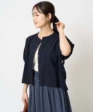 F1BHA62120 MK MICHEL KLEIN(小さいサイズ)(メゾン ドゥ サンク) 【小さいサイズ】スキッパーデザインブラウス/UVカット/接触冷感/洗える/セットアップ対応 ベージュ
